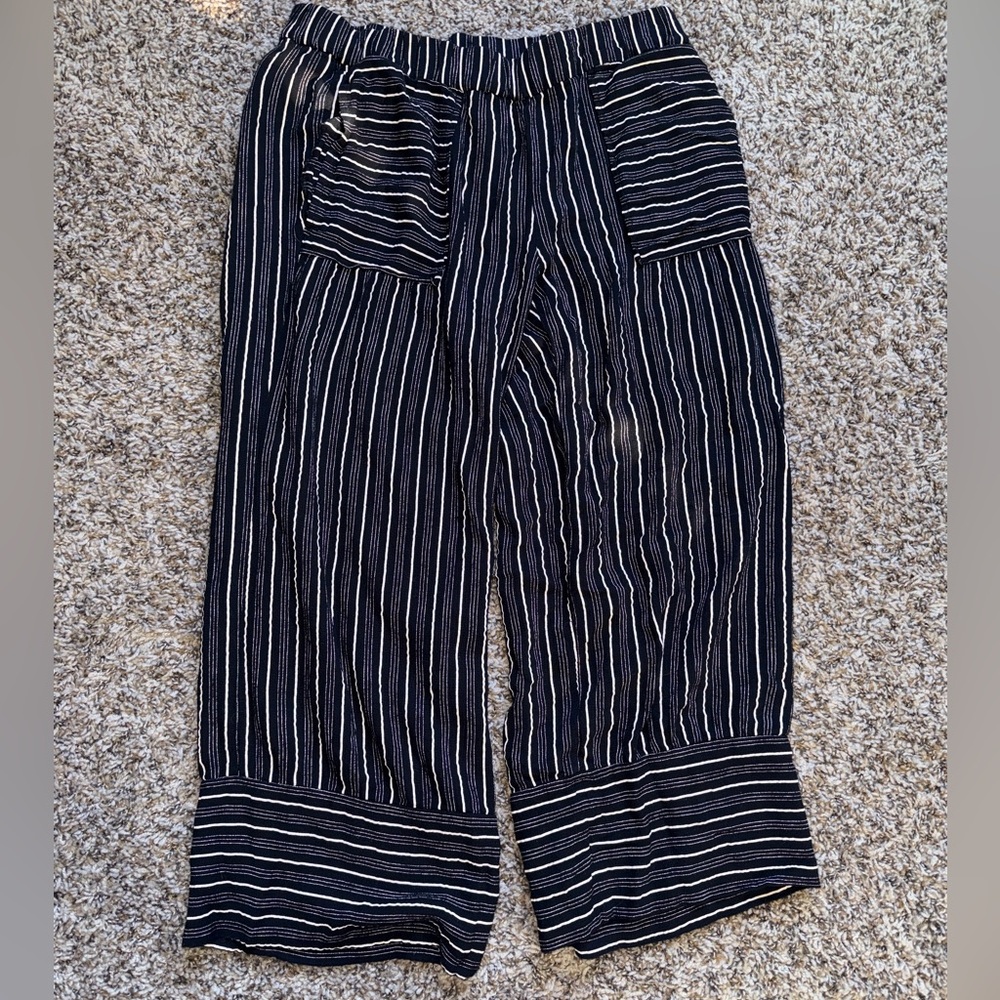 LOFT Black and White Striped Pants
